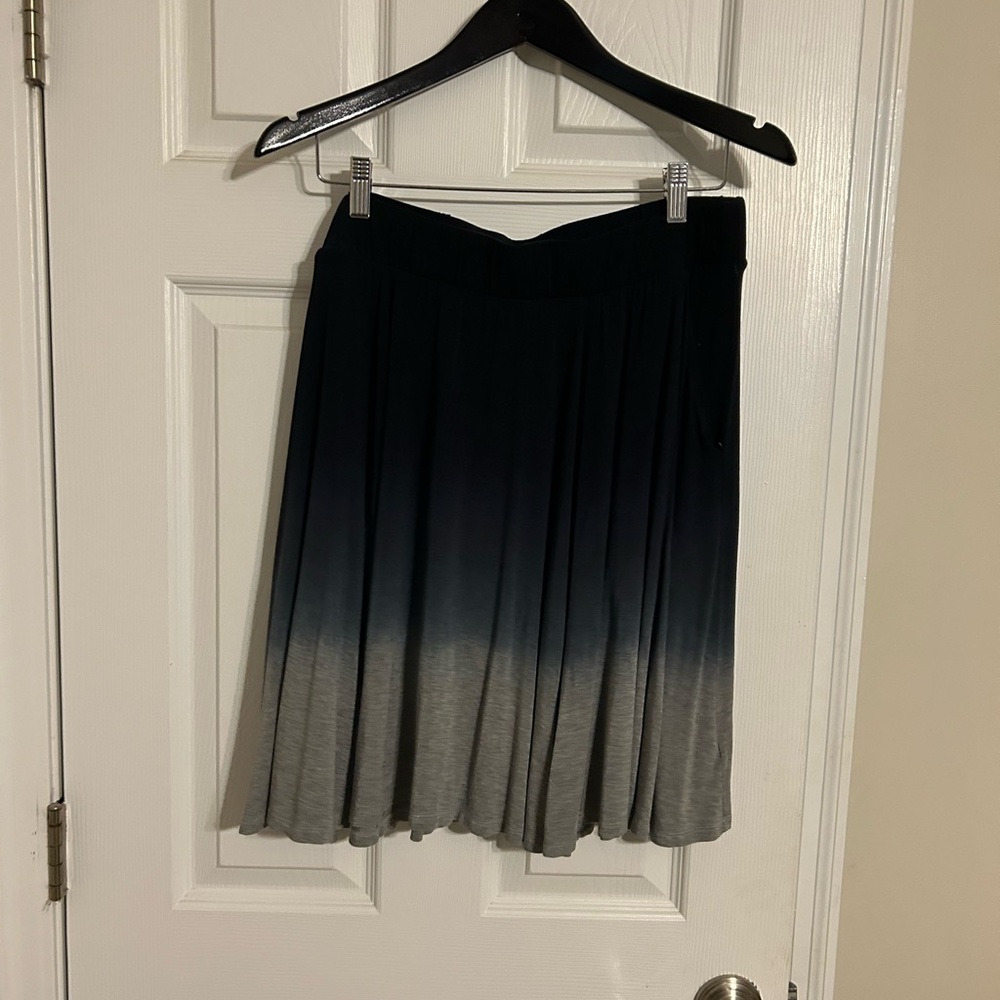 Torrid Black and Gray Midi A-Line Skirt with Pleats